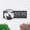 Personalized Wolf howling Full Moon Wild Animal Address Sign House Number Plaque Custom Metal Sign 1 1