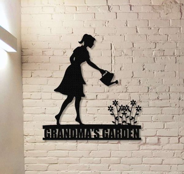 Personalized Woman Watering Garden Decorative Custom Metal Sign