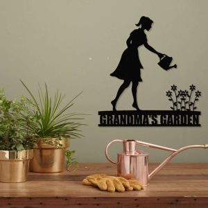 Personalized Woman Watering Garden Decorative Custom Metal Sign 4