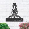Personalized Yoga Girl in Hippie Style Namaste Address Sign House Number Plaque Custom Metal Sign 1 1