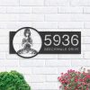 Personalized Yoga Girl in Hippie Style Namaste Address Sign House Number Plaque Custom Metal Sign 1
