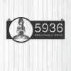 Personalized Yoga Girl in Hippie Style Namaste Address Sign House Number Plaque Custom Metal Sign 3