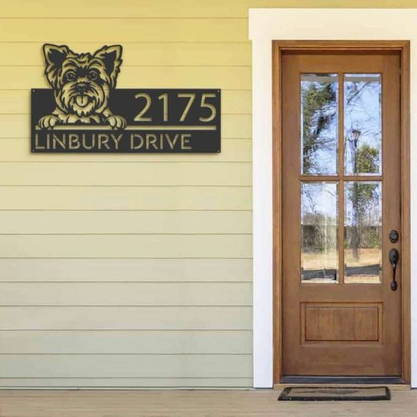 Personalized Yorkshire Dog Cute Puppy Address Sign House Number Plaque Custom Metal Sign