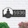 Personalized Zen Lotus Buddha Address Sign House Number Plaque Custom Metal Sign 1