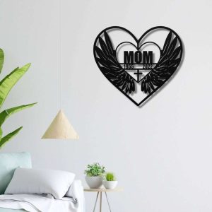 Personalized Angel Wings Cross Memorial Sign Sympathy Gift Loss of Mother Granny Custom Metal Sign