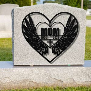 Personalized Angel Wings Cross Memorial Sign Sympathy Gift Loss of Mother Granny Custom Metal Sign 4