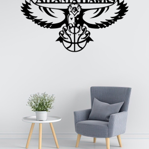 Personalized Atlanta Hawks Logo Sign NBA Basketball Wall Decor Gift for Fan Custom Metal Sign