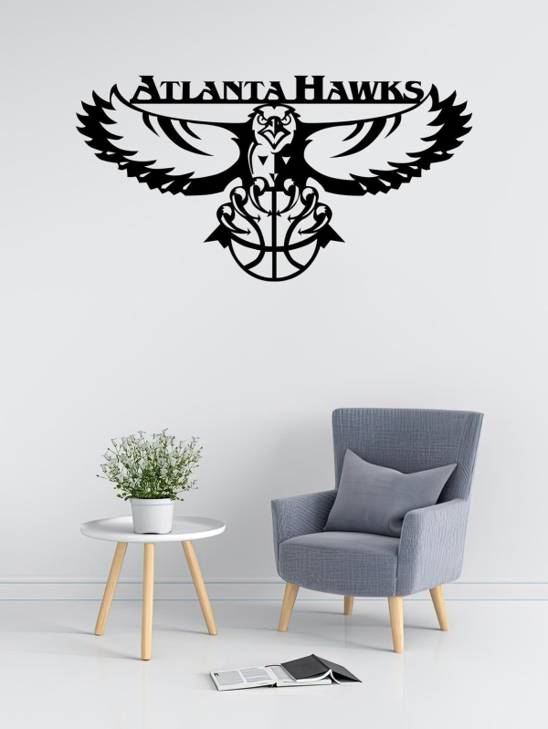 Personalized Atlanta Hawks Logo Sign NBA Basketball Wall Decor Gift for Fan Custom Metal Sign