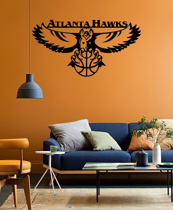 Personalized Atlanta Hawks Logo Sign NBA Basketball Wall Decor Gift for Fan Custom Metal Sign