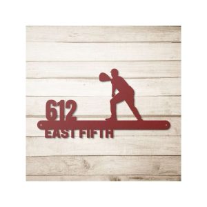 Personalized Baseball Catcher Address Sign House Number Plaque Custom Metal Sign 1