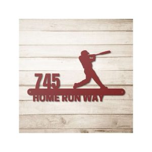 Personalized Baseball Player Address Sign Realtor House Number Plaque Custom Metal Sign