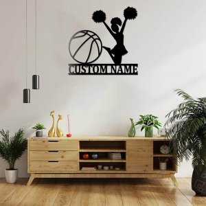 Personalized Basketball Cheerleading Sign NBA Basketball Wall Decor Gift for Fan Custom Metal Sign 1