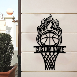 Personalized Basketball Game Room Decor NBA Basketball Wall Decor Gift for Fan Custom Metal Sign 2