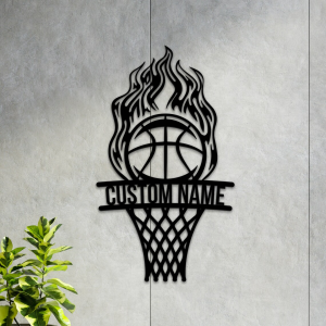 Personalized Basketball Game Room Decor NBA Basketball Wall Decor Gift for Fan Custom Metal Sign 3