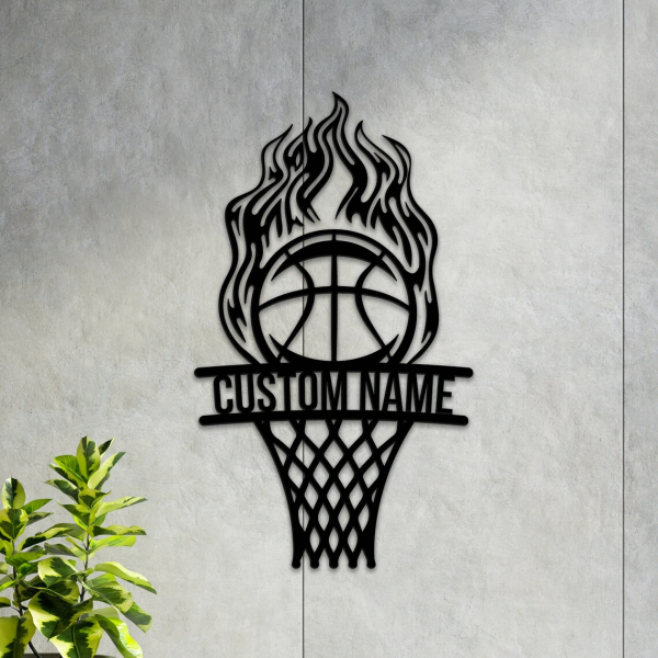 Personalized Basketball Game Room Decor NBA Basketball Wall Decor Gift for Fan Custom Metal Sign