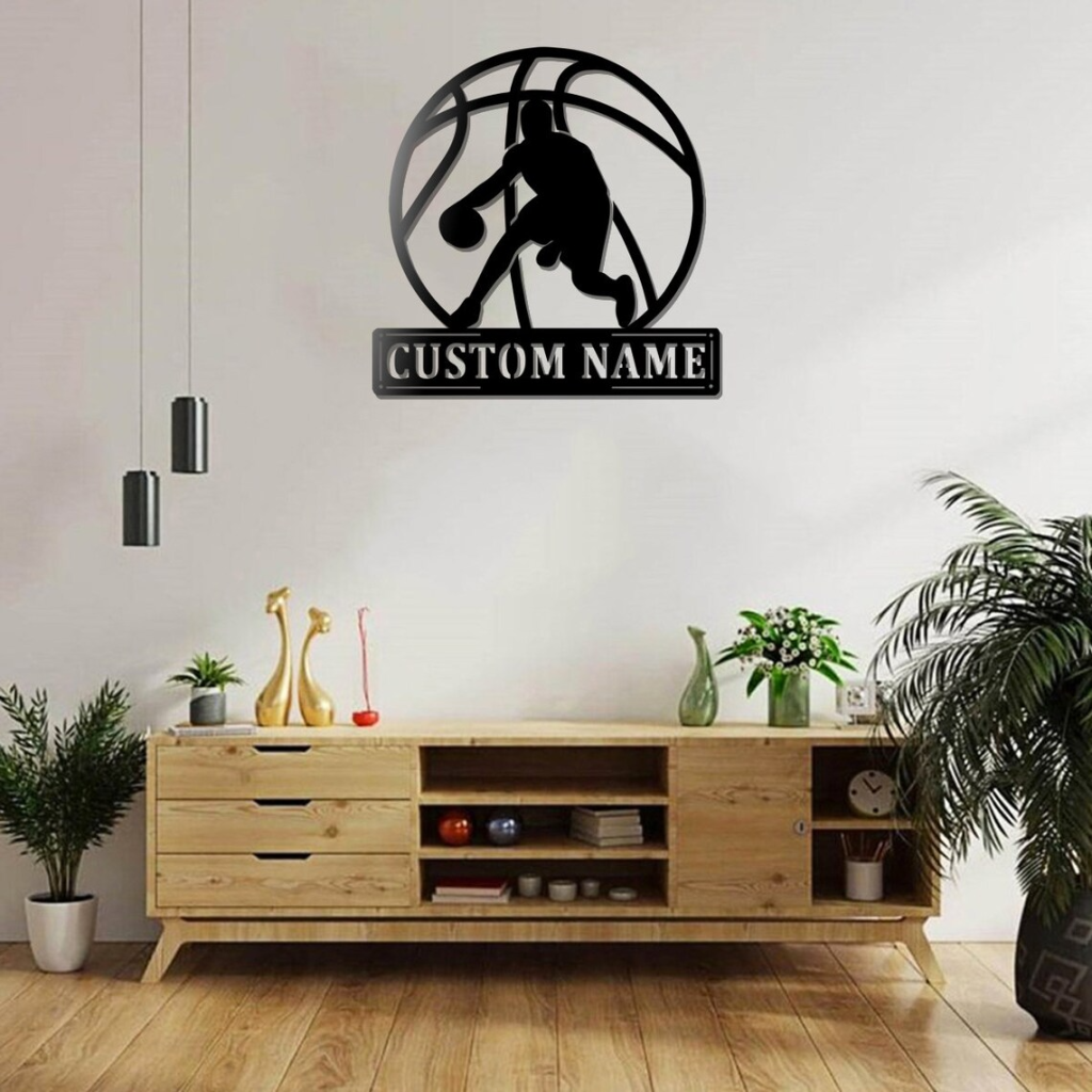 Personalized Basketball Player V4 NBA Basketball Wall Decor Gift for Fan Custom Metal Sign 1