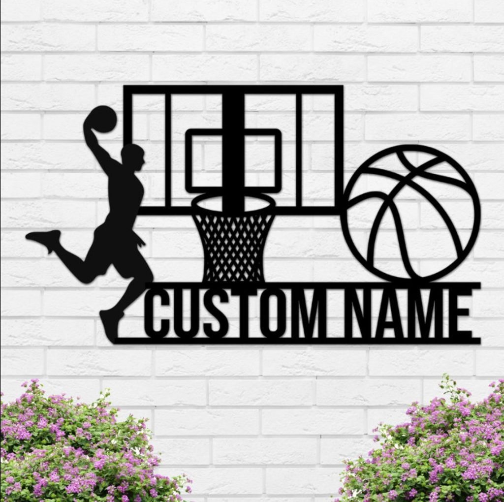 Personalized Basketball Player V5 NBA Basketball Wall Decor Gift for Fan Custom Metal Sign 1