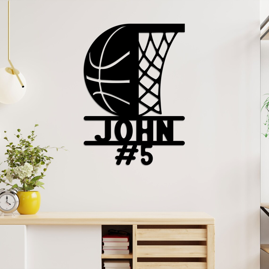 Personalized Basketball Sign NBA Basketball Wall Decor Gift for Fan Custom Metal Sign 1