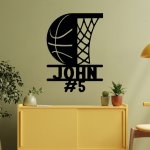 Personalized Basketball Sign NBA Basketball Wall Decor Gift for Fan Custom Metal Sign 2