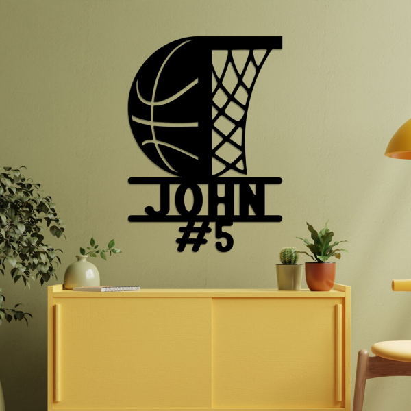 Personalized Basketball Sign NBA Basketball Wall Decor Gift for Fan Custom Metal Sign