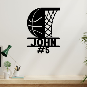 Personalized Basketball Sign NBA Basketball Wall Decor Gift for Fan Custom Metal Sign 3