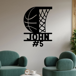Personalized Basketball Sign NBA Basketball Wall Decor Gift for Fan Custom Metal Sign 4