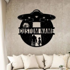 Personalized Bigfoot and Alien Man Cave Decor UFO Sasquatch Custom Metal Sign 2