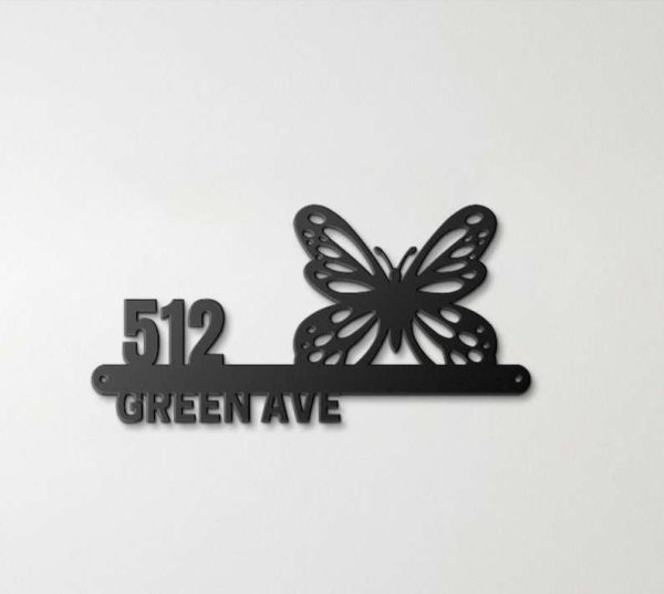 Personalized Butterfly Address Sign Butterfly Lovers House Number Plaque Custom Metal Sign