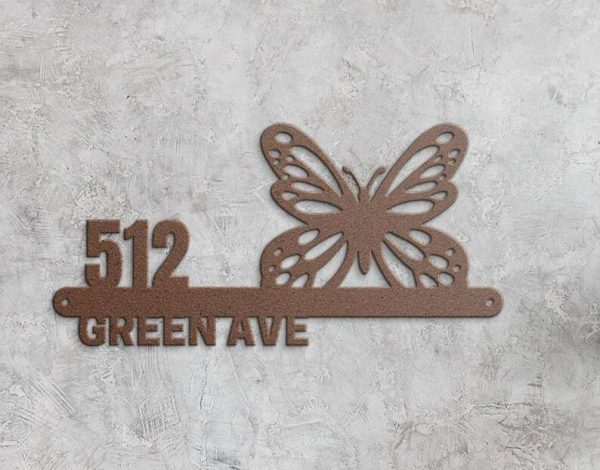 Personalized Butterfly Address Sign Butterfly Lovers House Number Plaque Custom Metal Sign