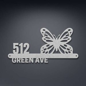 Personalized Butterfly Address Sign Butterfly Lovers House Number Plaque Custom Metal Sign 3