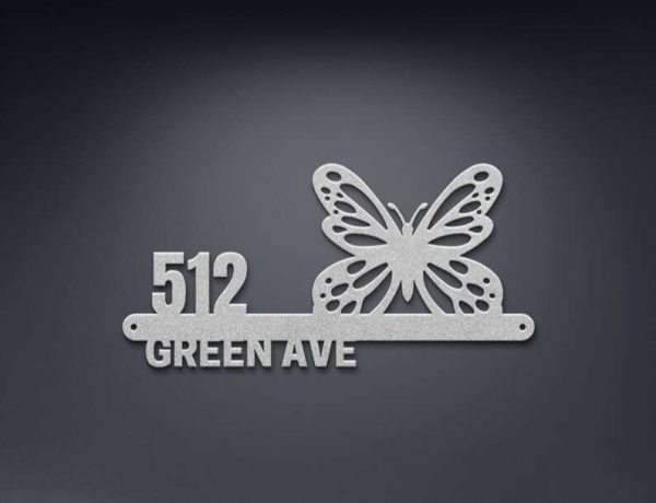 Personalized Butterfly Address Sign Butterfly Lovers House Number Plaque Custom Metal Sign