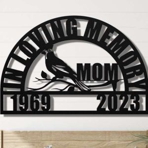 Personalized Cardinal In Loving Memory Memorial Sign Yard Stakes Mom Dad Grave Marker Cemetery Decor Custom Metal Sign