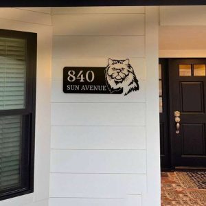 Personalized Cat Lovers Address Sign Cat House Number Plaque Custom Metal Sign 1