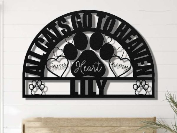 Personalized Cat Paw All Cats Go To Heaven Forever in My Heart Sympathy Gift Memorial Sign Custom Metal Sign