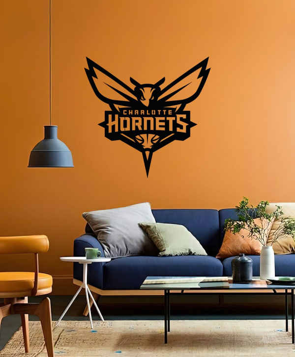 Personalized Charlotte Hornets Logo Sign NBA Basketball Wall Decor Gift for Fan Custom Metal Sign