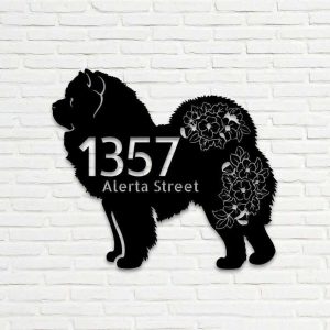 Personalized Chow Chow Address Sign Cute Puppy House Number Plaque Custom Metal Sign 2