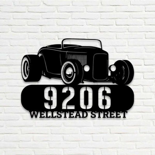 Personalized Classic Muscle Car Address Sign V1 Garage House Number Plaque Custom Metal Sign