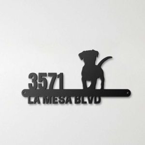 Personalized Cute Dog Address Sign Cute Puppy House Number Plaque Custom Metal Sign