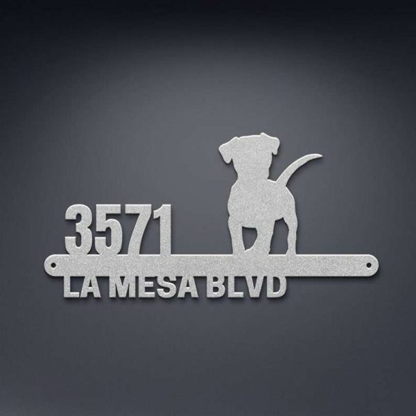 Personalized Cute Dog Address Sign Cute Puppy House Number Plaque Custom Metal Sign