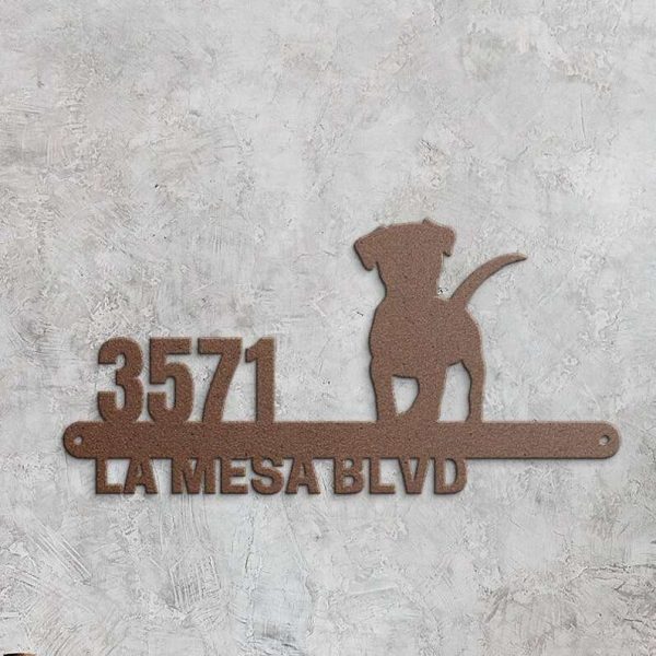 Personalized Cute Dog Address Sign Cute Puppy House Number Plaque Custom Metal Sign