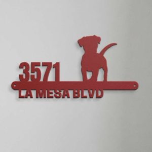 Personalized Cute Dog Address Sign Cute Puppy House Number Plaque Custom Metal Sign 4