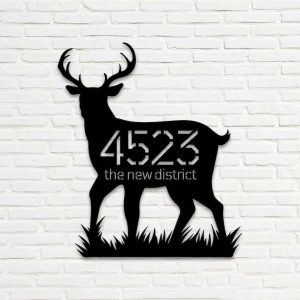 Personalized Deer Buck Address Sign Deer hunting Lover House Number Plaque Custom Metal Sign 2