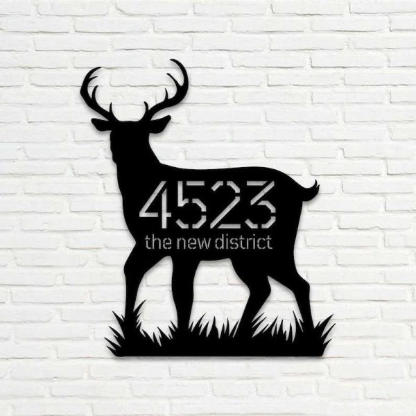 Personalized Deer Buck Address Sign Deer hunting Lover House Number Plaque Custom Metal Sign