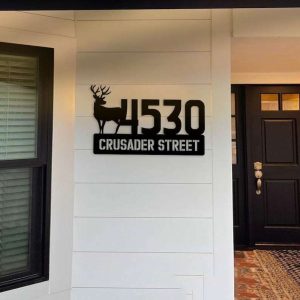 Personalized Deer Lovers Address Sign House Number Plaque Custom Metal Sign 2