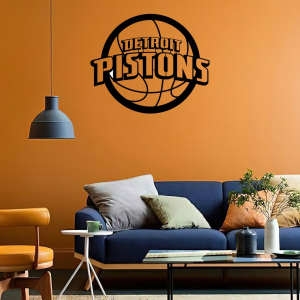 Personalized Detroit Pistons Logo Sign NBA Basketball Wall Decor Gift for Fan Custom Metal Sign 2