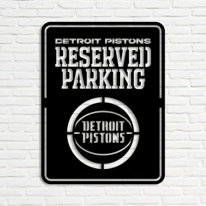 Personalized Detroit Pistons Reserved Parking Sign NBA Basketball Wall Decor Gift for Fan Custom Metal Sign 1