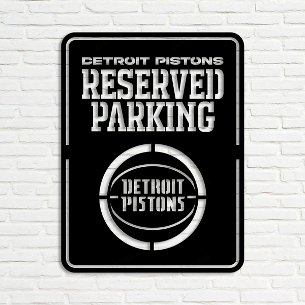 Personalized Detroit Pistons Reserved Parking Sign NBA Basketball Wall Decor Gift for Fan Custom Metal Sign