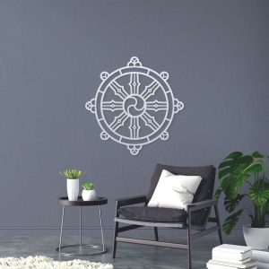 Personalized Dharmachakra Dharma Wheel for Meditation Room Yoga Studio Home Decor Custom Metal Sign 1