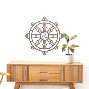 Personalized Dharmachakra Dharma Wheel for Meditation Room Yoga Studio Home Decor Custom Metal Sign 2