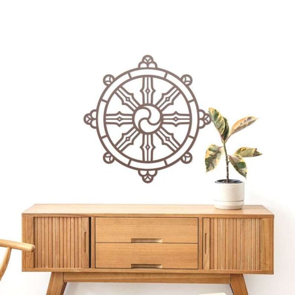 Personalized Dharmachakra Dharma Wheel for Meditation Room Yoga Studio Home Decor Custom Metal Sign